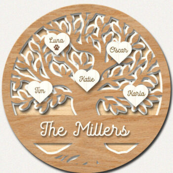 Intra απο ξύλο plywood  Χρώμα wenge 3mm-4mm πάχος - Family Tree , Family Reunion Lase Δίασταση 20x20 cm INTRAFABR-17814338 - Image 1