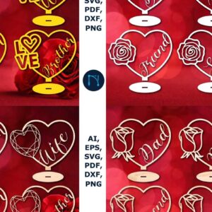 Intra απο ξύλο plywood 3mm-4mm πάχος - Πακέτο  Family Decorations Valentine Δίασταση 25x25 cm INTRAFABR-58106085