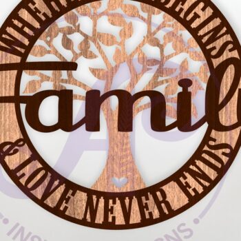 Intra απο ξύλο plywood Χρώμα wenge 3mm-4mm πάχος - Οικογένεια, όπου η ζωή ξεκινάει Επιγραφή τοίχου Δίασταση 40x50 cm INTRAFABR-71640978 - Image 1