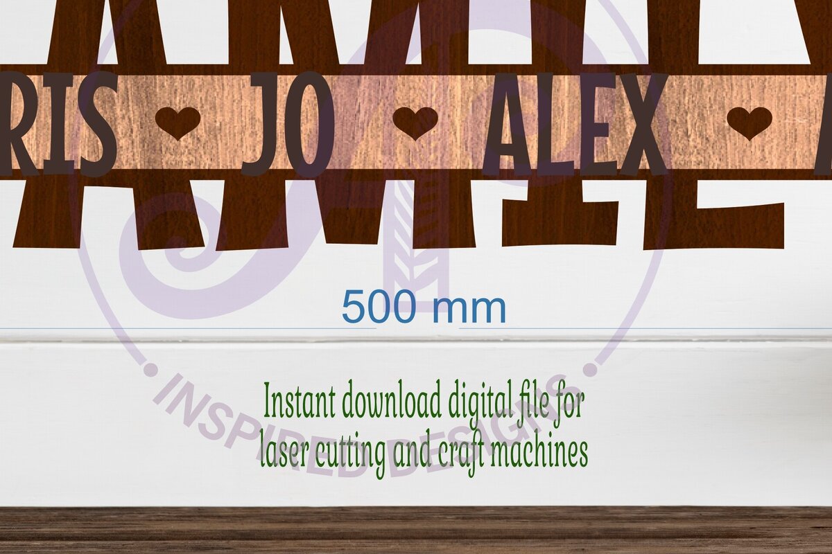 Intra απο ξύλο plywood  Χρώμα wenge 3mm-4mm πάχος - Οικογενειακό Σχεδιασμός Ονόματος Σήμα Laser Δίασταση 30x20 cm INTRAFABR-66107962