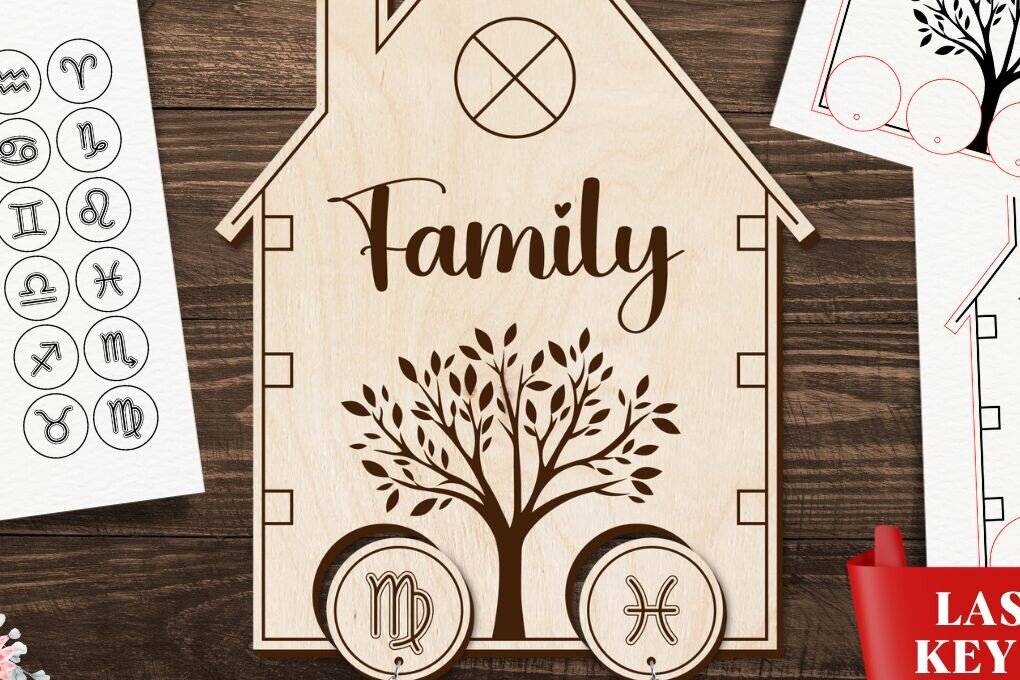 Intra απο ξύλο plywood  Χρώμα wenge 3mm-4mm πάχος - Οικογενειακά Zodiac Key Holders Δίασταση 4x4 cm INTRAFABR-66121690