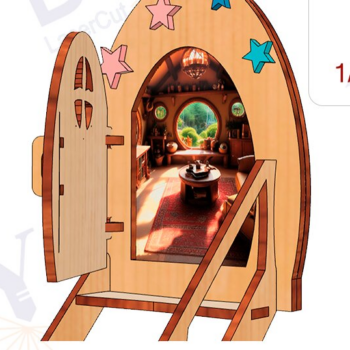 Intra απο ξύλο plywood Χρώμα wenge 3mm-4mm πάχος - κοπής με λέιζερ Fantasy Fairy Door Δίασταση 20x20 cm INTRAFABR-34690179 - Image 1