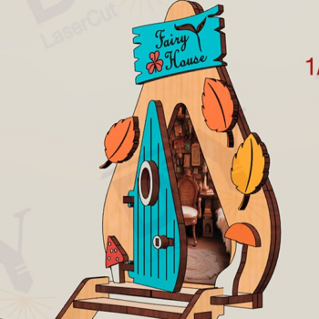 Intra απο ξύλο plywood Χρώμα wenge 3mm-4mm πάχος - κοπής με λέιζερ Fantasy Fairy Door Δίασταση 20x25 cm INTRAFABR-34690259 - Image 1