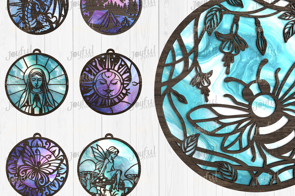 Intra απο ξύλο plywood  Χρώμα wenge 3mm-4mm πάχος - Πακέτο Fantasy Suncatcher Δίασταση 30x20 cm INTRAFABR-101226905