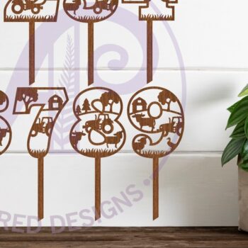 Intra απο ξύλο plywood Χρώμα wenge 3mm-4mm πάχος - Farm Animal Number Cake Toppers Cut Δίασταση 30x20 cm INTRAFABR-86764145 - Image 1