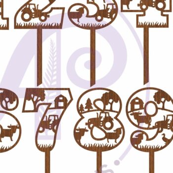 Intra απο ξύλο plywood Χρώμα wenge 3mm-4mm πάχος - Farm Animal Number Cake Toppers Cut Δίασταση 30x20 cm INTRAFABR-86764145 - Image 3