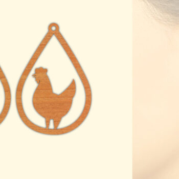 Intra απο ξύλο plywood  Χρώμα wenge 3mm-4mm πάχος - Ξύλινα σκουλαρίκια Farm Animal Roster Δίασταση 3x3 cm INTRAFABR-86766681 - Image 1