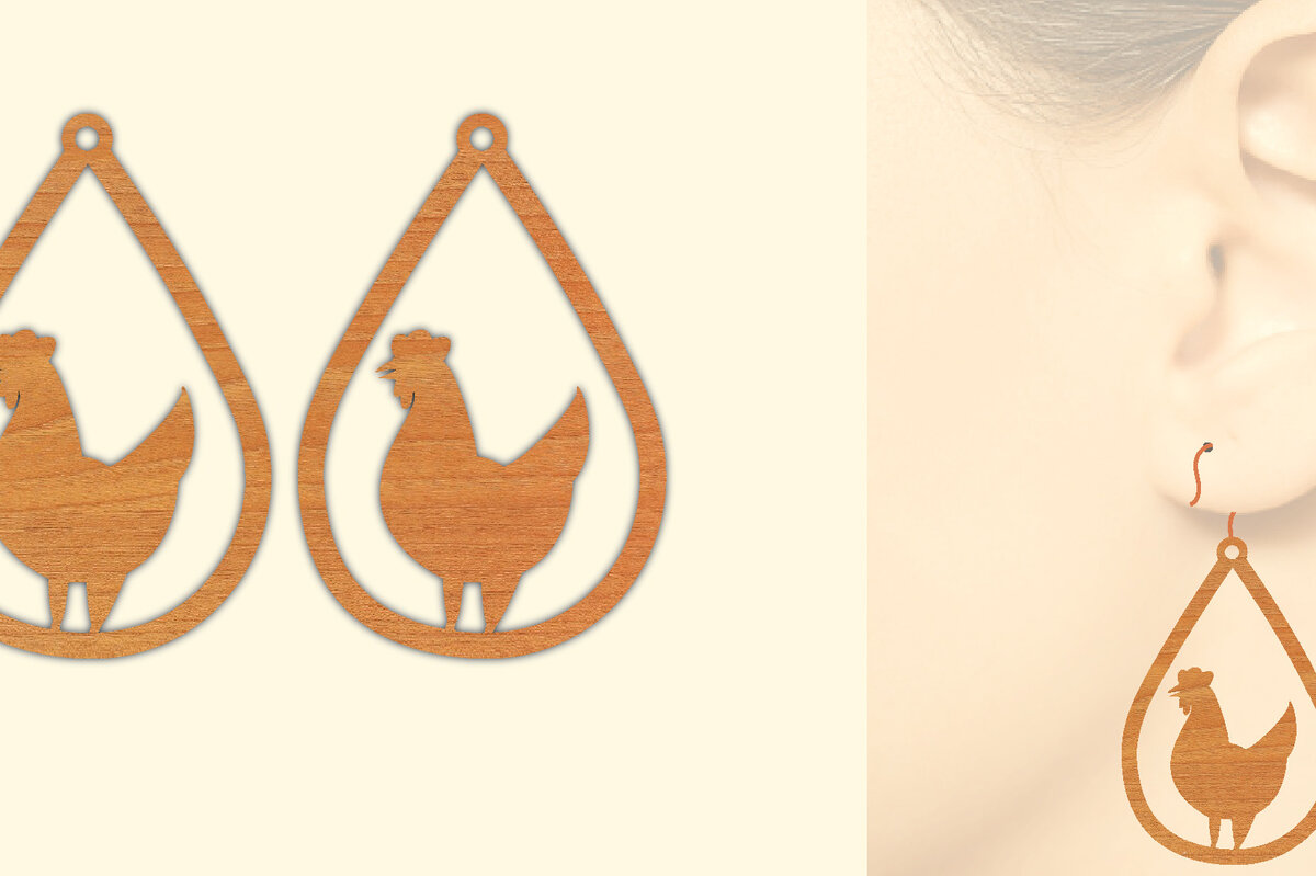 Intra απο ξύλο plywood  Χρώμα wenge 3mm-4mm πάχος - Ξύλινα σκουλαρίκια Farm Animal Roster Δίασταση 3x3 cm INTRAFABR-86766681