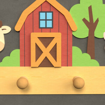 Intra απο ξύλο plywood  Χρώμα wenge 3mm-4mm πάχος - Γάντζος τοίχου Farm Animal Δίασταση 6x6 cm INTRAFABR-23924233 - Image 1