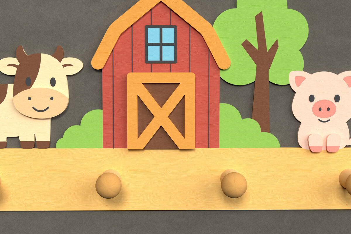 Intra απο ξύλο plywood  Χρώμα wenge 3mm-4mm πάχος - Γάντζος τοίχου Farm Animal Δίασταση 6x6 cm INTRAFABR-23924233