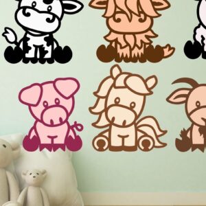 Intra απο ξύλο plywood  Χρώμα wenge 3mm-4mm πάχος - Ζώα φάρμας με λέιζερ δύο στρώσεων Δίασταση 30x20 cm INTRAFABR-83946175