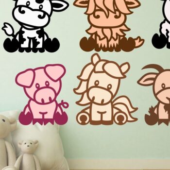 Intra απο ξύλο plywood  Χρώμα wenge 3mm-4mm πάχος - Ζώα φάρμας με λέιζερ δύο στρώσεων Δίασταση 30x20 cm INTRAFABR-83946175 - Image 1