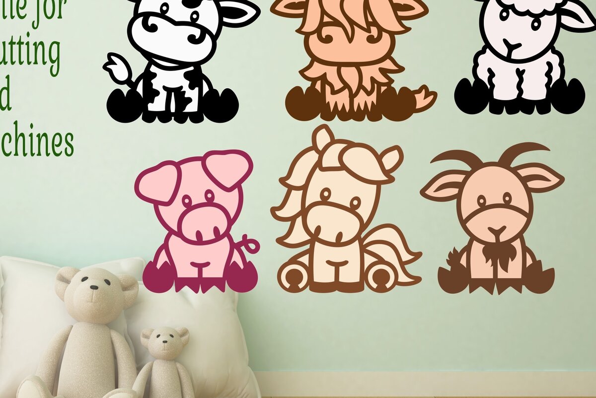 Intra απο ξύλο plywood  Χρώμα wenge 3mm-4mm πάχος - Ζώα φάρμας με λέιζερ δύο στρώσεων Δίασταση 30x20 cm INTRAFABR-83946175