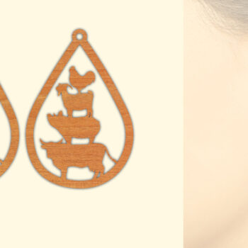 Intra απο ξύλο plywood Χρώμα wenge 3mm-4mm πάχος - Farm Animals Ξύλινα Σκουλαρίκια Δίασταση 3x3 cm INTRAFABR-73057239 - Image 1