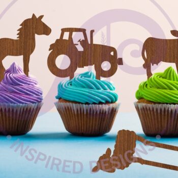 Intra απο ξύλο plywood  Χρώμα wenge 3mm-4mm πάχος - Farm Cupcake Toppers, 6 Σχέδια Δίασταση 30x20 cm INTRAFABR-73049074 - Image 1
