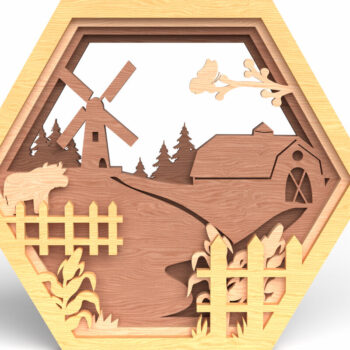 Intra απο ξύλο plywood Χρώμα wenge 3mm-4mm πάχος - Farm Landscape Layered Wall Art Δίασταση 40x50 cm INTRAFABR-23775770 - Image 1