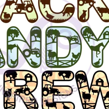 Intra απο ξύλο plywood Χρώμα wenge 3mm-4mm πάχος - Πακέτο αλφαβήτου σετ Farm Letter Δίασταση 30x20 cm INTRAFABR-23130781 - Image 1