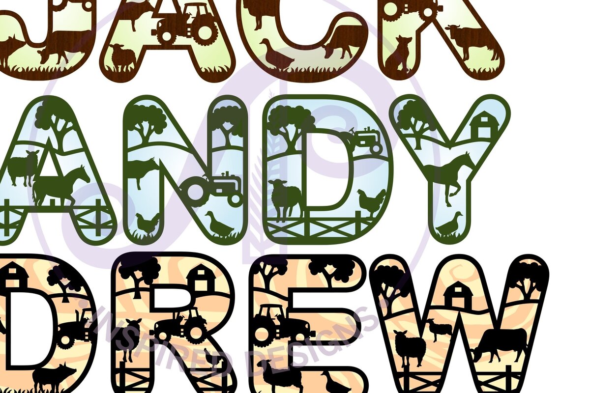 Intra απο ξύλο plywood  Χρώμα wenge 3mm-4mm πάχος - Πακέτο αλφαβήτου σετ Farm Letter Δίασταση 30x20 cm INTRAFABR-23130781