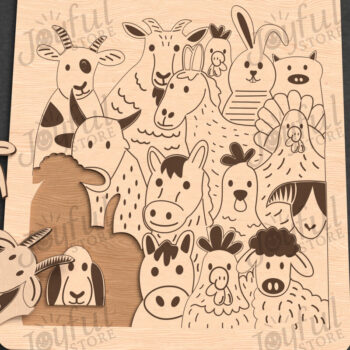 Intra απο ξύλο plywood  Χρώμα wenge 3mm-4mm πάχος - Farm Puzzle | Ξύλινο παιχνίδι ζώων Δίασταση 30x20 cm INTRAFABR-23770969 - Image 1