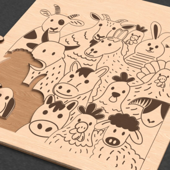 Intra απο ξύλο plywood  Χρώμα wenge 3mm-4mm πάχος - Farm Puzzle | Ξύλινο παιχνίδι ζώων Δίασταση 30x20 cm INTRAFABR-23770969 - Image 2