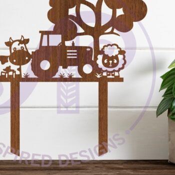 Intra απο ξύλο plywood Χρώμα wenge 3mm-4mm πάχος - Farm Scene Cake Topper Δίασταση 30x20 cm INTRAFABR-23772486 - Image 1