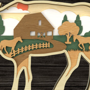 Intra απο ξύλο plywood Χρώμα wenge 3mm-4mm πάχος - Αγρόκτημα Σκηνή αγελάδας με στρώματα Δίασταση 30x20 cm INTRAFABR-23775139 - Image 1