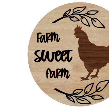 Intra απο ξύλο plywood  Χρώμα wenge 3mm-4mm πάχος - Farm Sweet Farm σημάδι Δίασταση 30x20 cm INTRAFABR-23651868 - Image 1