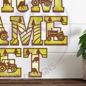 Intra απο ξύλο plywood  Χρώμα wenge 3mm-4mm πάχος - Σετ αλφαβήτου θέματος Farm Tractor. 2 στρώμα Δίασταση 30x20 cm INTRAFABR-23653796