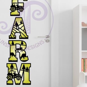 Intra απο ξύλο plywood  Χρώμα wenge 3mm-4mm πάχος - Σετ αλφαβήτου θέματος Farm Tractor. 2 στρώμα Δίασταση 30x20 cm INTRAFABR-23653796 - Image 3