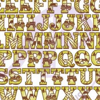 Intra απο ξύλο plywood  Χρώμα wenge 3mm-4mm πάχος - Σετ αλφαβήτου θέματος Farm Tractor. 2 στρώμα Δίασταση 30x20 cm INTRAFABR-23653796 - Image 4