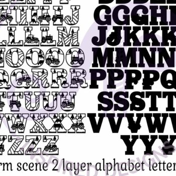 Intra απο ξύλο plywood  Χρώμα wenge 3mm-4mm πάχος - Σετ αλφαβήτου θέματος Farm Tractor. 2 στρώμα Δίασταση 30x20 cm INTRAFABR-23653796 - Image 5