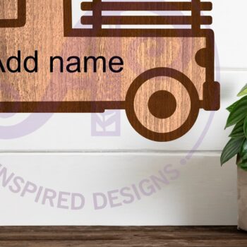 Intra απο ξύλο plywood  Χρώμα wenge 3mm-4mm πάχος - Πινακίδα ονόματος δύο επιπέδων περίγραμμα αγροτικού φορτηγού Δίασταση 30x20 cm INTRAFABR-23654151 - Image 2