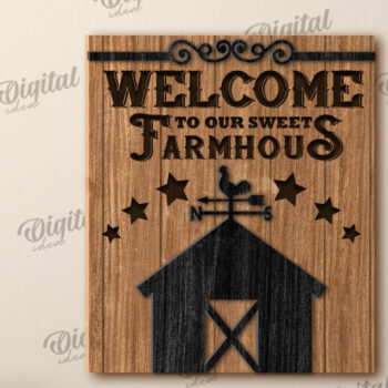 Intra απο ξύλο plywood  Χρώμα wenge 3mm-4mm πάχος - Farmer's Wall Decor . Σημάδι σπιτιού Δίασταση 30x20 cm INTRAFABR-16521412 - Image 1