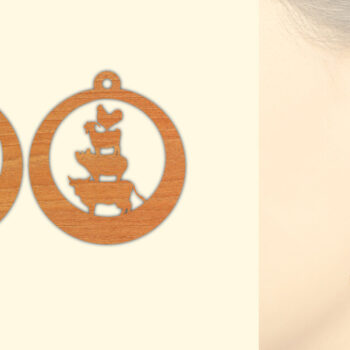 Intra απο ξύλο plywood  Χρώμα wenge 3mm-4mm πάχος - Ξύλινα σκουλαρίκια Farmhouse Animals Δίασταση 3x3 cm INTRAFABR-122380027 - Image 1