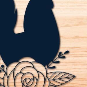 Intra απο ξύλο plywood  Χρώμα wenge 3mm-4mm πάχος - Farmhouse Floral Chicken κομμένο με λέιζερ Δίασταση 20x20 cm INTRAFABR-21251373