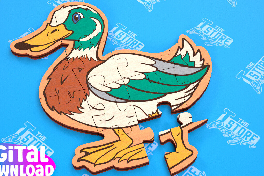 Intra απο ξύλο plywood  Χρώμα wenge 3mm-4mm πάχος - Παζλ Αγροικία | Duck Shape Puzzle|CNC Δίασταση 30x20 cm INTRAFABR-105556381