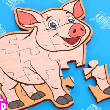 Intra απο ξύλο plywood Χρώμα wenge 3mm-4mm πάχος - Παζλ Αγροικία | Pig Shape Puzzle |CNC Δίασταση 30x20 cm INTRAFABR-111298162 - Image 1