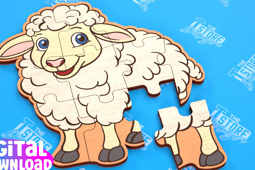 Intra απο ξύλο plywood  Χρώμα wenge 3mm-4mm πάχος - Παζλ Αγροικία | Παζλ σε σχήμα προβάτου Δίασταση 30x20 cm INTRAFABR-111299699