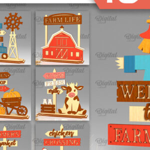 Intra απο ξύλο plywood  Χρώμα wenge 3mm-4mm πάχος - Πακέτο LaserCut Standing Decor Farmhouse Δίασταση 30x20 cm INTRAFABR-105555499