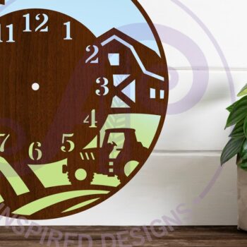 Intra απο ξύλο plywood  Χρώμα wenge 3mm-4mm πάχος - κοπής με λέιζερ ρολόι τοίχου Farming Fields Δίασταση 30x20 cm INTRAFABR-105479072 - Image 1