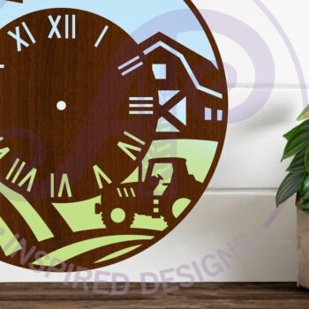 Intra απο ξύλο plywood  Χρώμα wenge 3mm-4mm πάχος - κοπής με λέιζερ ρολόι τοίχου Farming Fields Δίασταση 30x20 cm INTRAFABR-105479072 - Image 2