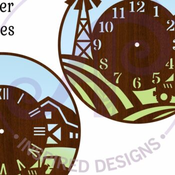 Intra απο ξύλο plywood  Χρώμα wenge 3mm-4mm πάχος - κοπής με λέιζερ ρολόι τοίχου Farming Fields Δίασταση 30x20 cm INTRAFABR-105479072 - Image 3