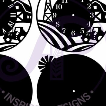 Intra απο ξύλο plywood  Χρώμα wenge 3mm-4mm πάχος - κοπής με λέιζερ ρολόι τοίχου Farming Fields Δίασταση 30x20 cm INTRAFABR-105479072 - Image 4