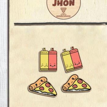 Intra απο ξύλο plywood  Χρώμα wenge 3mm-4mm πάχος - Πακέτο Σκουλαρίκια Fast Food Stud Δίασταση 3x3 cm INTRAFABR-101185927 - Image 3