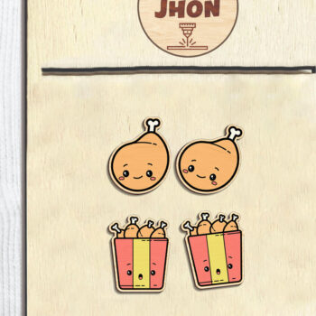 Intra απο ξύλο plywood  Χρώμα wenge 3mm-4mm πάχος - Πακέτο Σκουλαρίκια Fast Food Stud Δίασταση 3x3 cm INTRAFABR-101185927 - Image 4