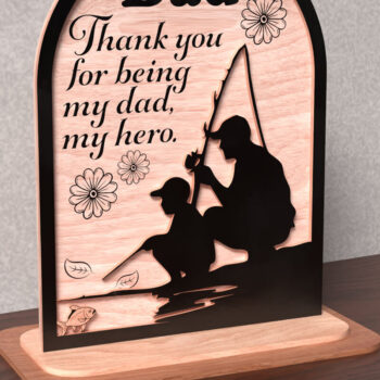 Intra απο ξύλο plywood  Χρώμα wenge 3mm-4mm πάχος - Πινακίδα λέιζερ ψαρέματος πατέρα & γιου Δίασταση 20x20 cm INTRAFABR-124867138 - Image 1