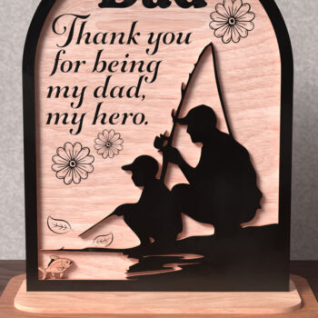 Intra απο ξύλο plywood  Χρώμα wenge 3mm-4mm πάχος - Πινακίδα λέιζερ ψαρέματος πατέρα & γιου Δίασταση 20x20 cm INTRAFABR-124867138 - Image 2