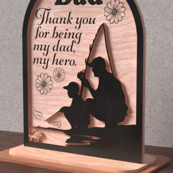 Intra απο ξύλο plywood  Χρώμα wenge 3mm-4mm πάχος - Πινακίδα λέιζερ ψαρέματος πατέρα & γιου Δίασταση 20x20 cm INTRAFABR-124867138 - Image 3