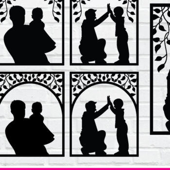 Intra απο ξύλο plywood  Χρώμα wenge 3mm-4mm πάχος - με λέιζερ πατέρα και παιδιού Δίασταση 40x50 cm INTRAFABR-76987204 - Image 1