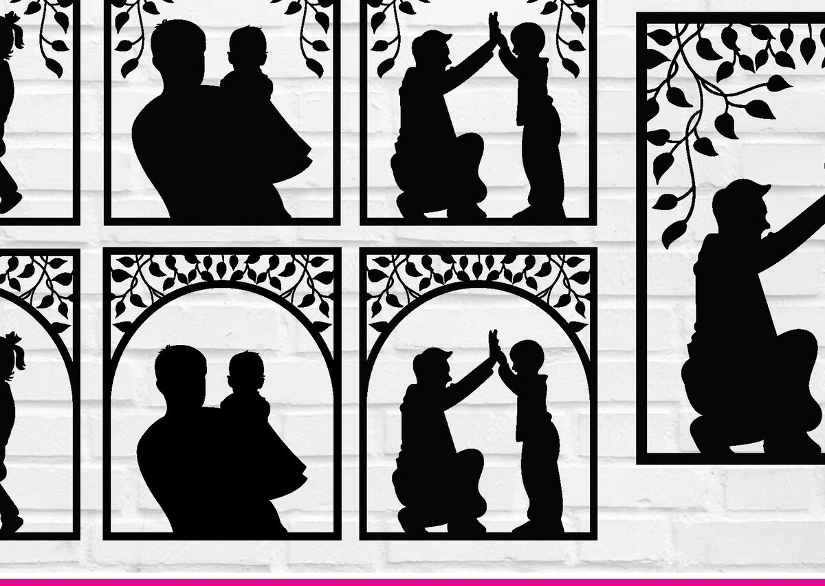 Intra απο ξύλο plywood  Χρώμα wenge 3mm-4mm πάχος - με λέιζερ πατέρα και παιδιού Δίασταση 40x50 cm INTRAFABR-76987204